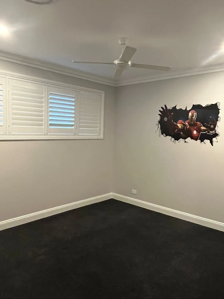 Bedroom with plantation shutters